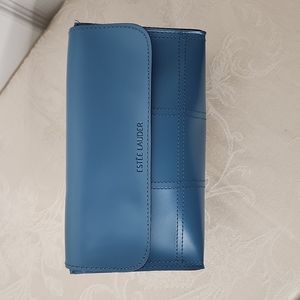 Estee Lauder blue cosmetic bag hook and loop fasteners